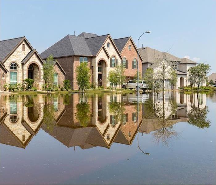 Three Large Houses in a Neighborhood with Severe Flooding