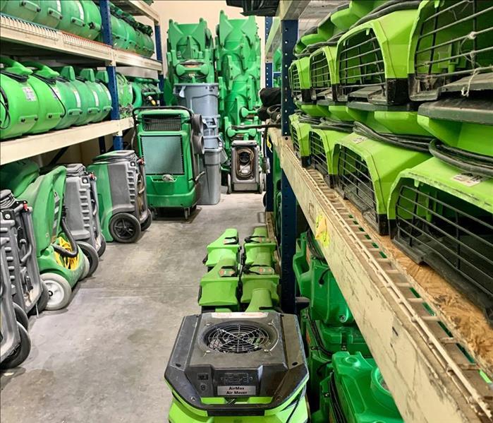 Warehouse with SERVPRO equipment.