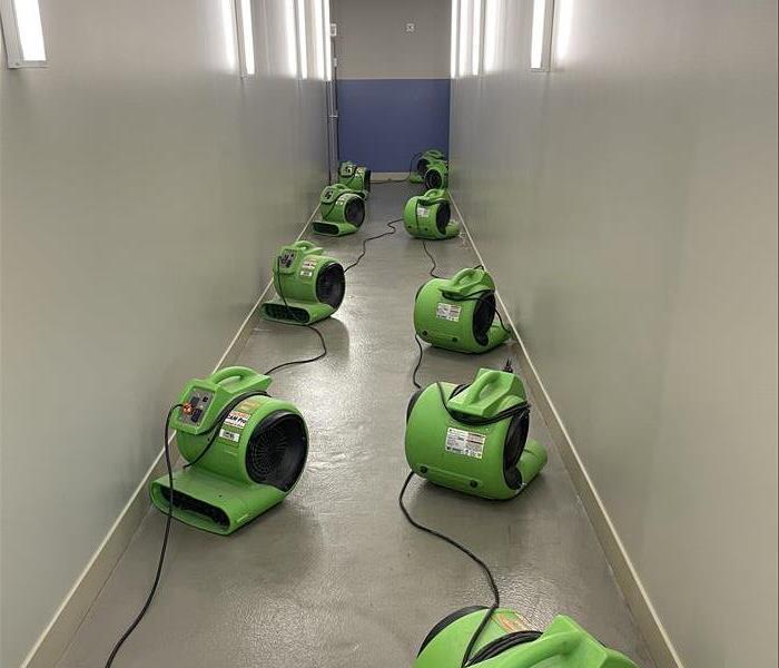 air movers in a corridor